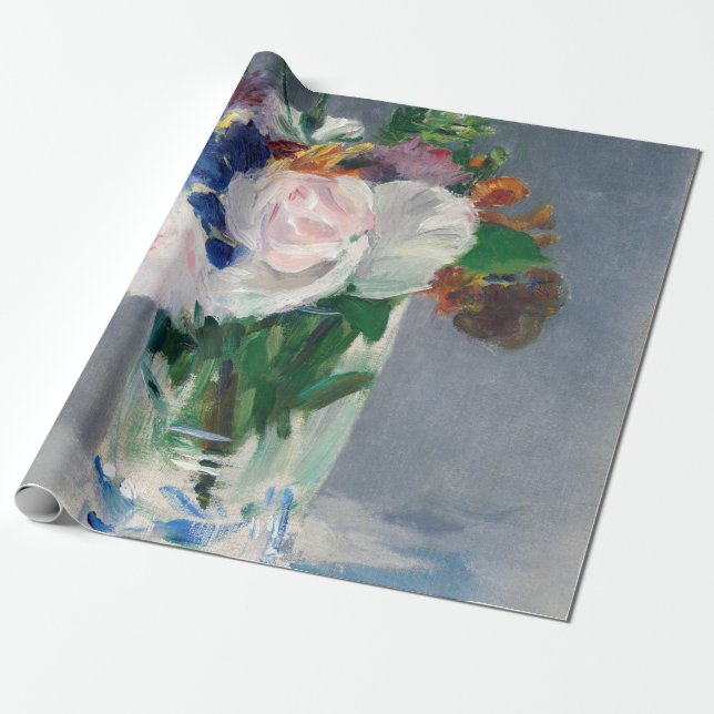 Papier Cadeau Edouard Manet - Fleurs dans un Vase de Cristal (Déroulé)