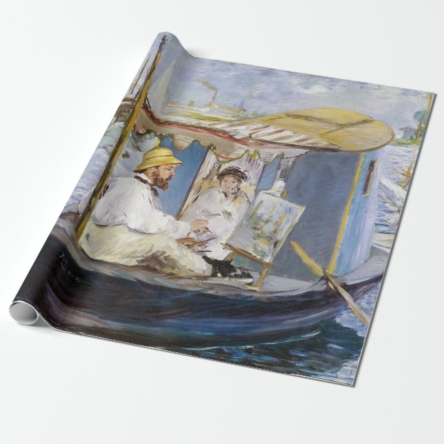 Papier Cadeau Edouard Manet - Monet dans son Studio Boat (Déroulé)