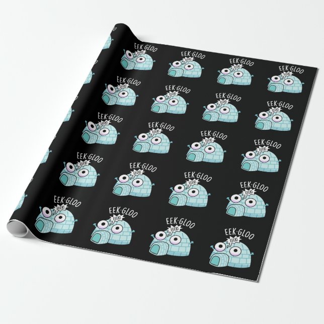 Papier Cadeau Eek-gloo Igloo Drôle Pun Fond Sombre (Déroulé)