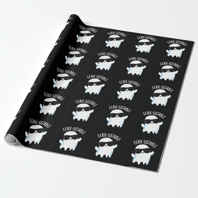 Papier Cadeau Eerie durable Funny Ghost Pun Dark BG (Déroulé)