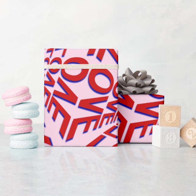 Papier Cadeau Effet d'amour Typographie 3D sur élégant (Baby Shower)