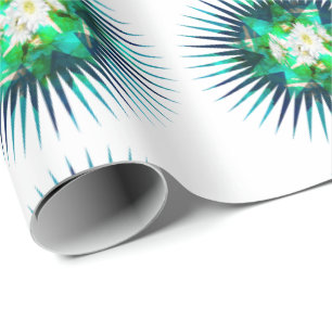 Papier Cadeau Effet de kaléidoscope à fleur Aqua Cactus,