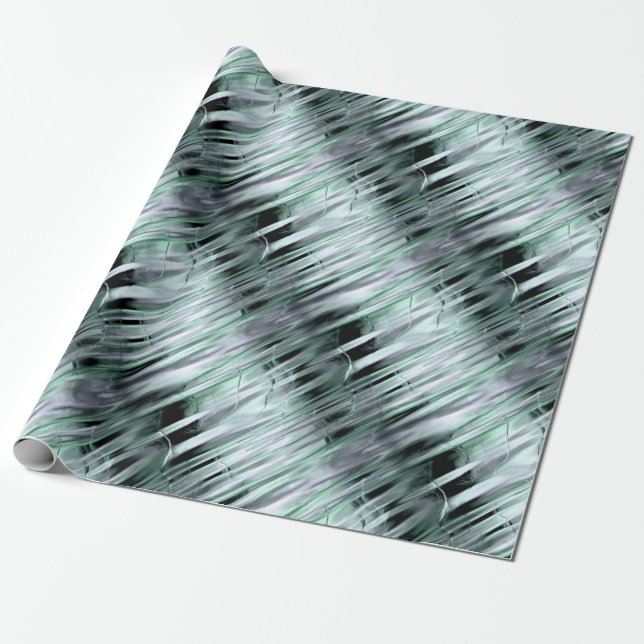 Papier Cadeau Effet métallique vert et argent (Déroulé)