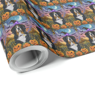 Papier Cadeau Éffrayant Bernese Mountain Halloween Citrouille so