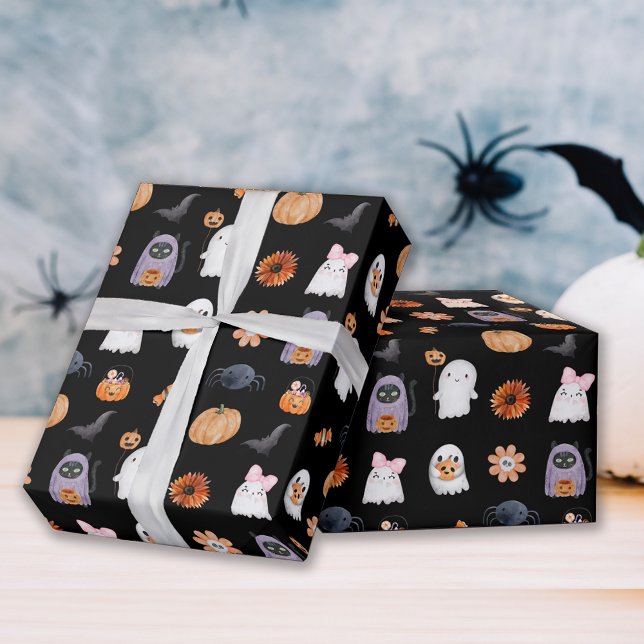 Papier Cadeau Éffrayant mignon halloween ghost aquarelle style n (Créateur téléchargé)