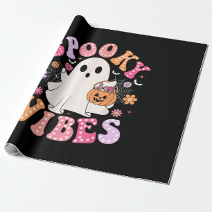 Papier Cadeau Éffrayant Vibes Ghost Retro Halloween Super