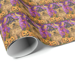 Papier Cadeau Éffrayant Wheaten Terrier Chien Halloween Citrouil
