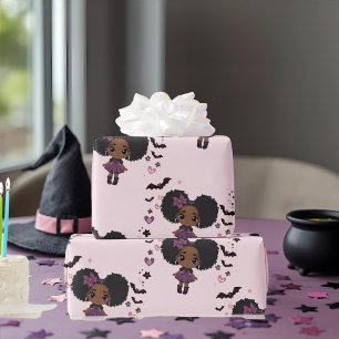 Papier Cadeau Éffrayante mignonne fille mauve motif afro-puff