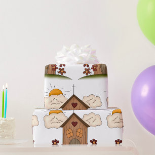 Papier Cadeau Église en bois