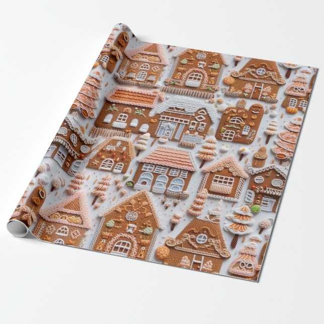Papier Cadeau Église Gingerbread (Déroulé)