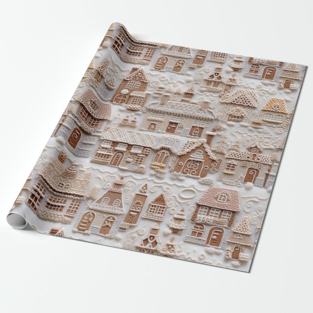 Papier Cadeau Église Gingerbread (Déroulé)