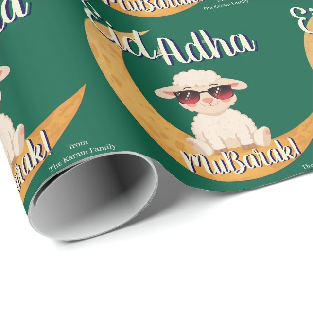 Papier Cadeau Eid Al Adha Cute Sheep Gift Wrap wrapping paper (Coin rond)