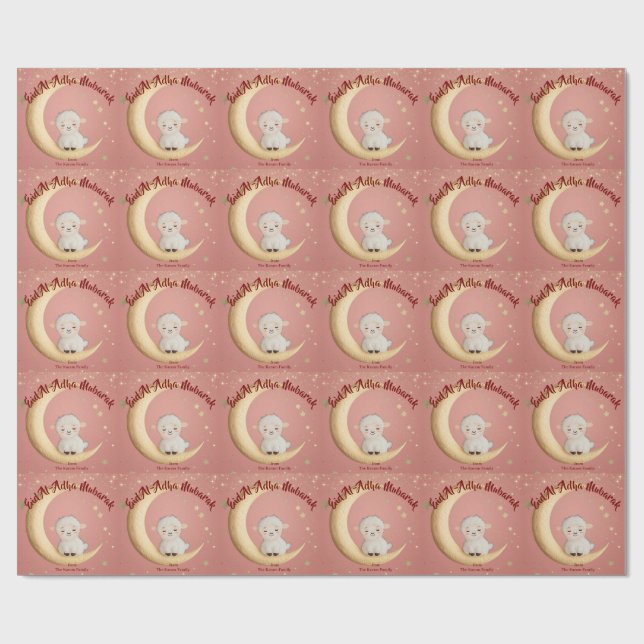 Papier Cadeau Eid Al-Adha Moubarak Rose (Plat)