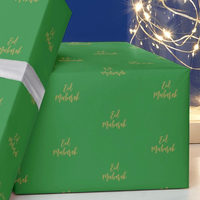 Papier cadeau Eid Moubarak Green Gold (Créateur téléchargé)