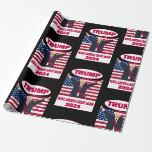 Papier Cadeau Élection politique Trump 2024 - Drapeau américain