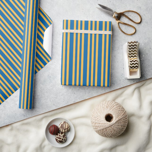 Papier Cadeau Elégance bleu ciel et jaune chaud (Artisanat)