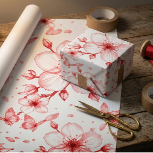 Papier Cadeau Élégance de la Fleur de Cerisier