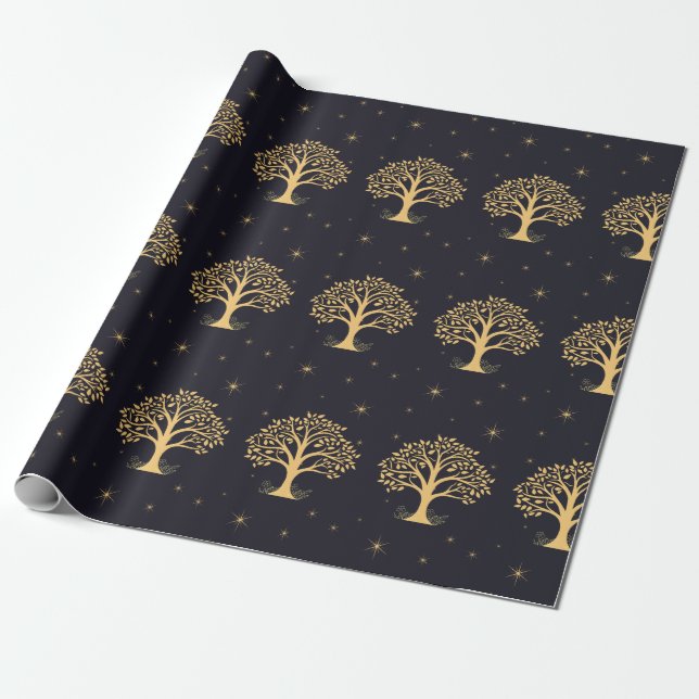 Papier Cadeau Élégance de minuit : Mariage bleu foncé (Déroulé)