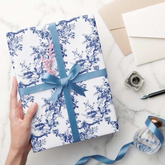 Papier Cadeau Élégance de toile bleue (Cadeaux)