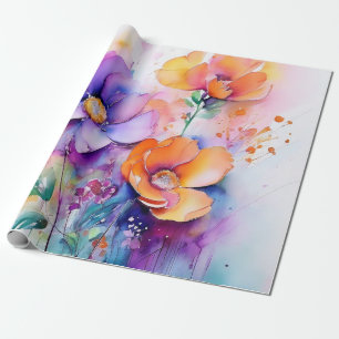 Papier Cadeau Élégance florale en aquarelle