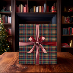 Papier Cadeau Élégance rustique carreau canneberge bleu foncé sa