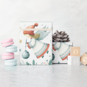Papier Cadeau Élégance scandinave spirituelle ange de Noël