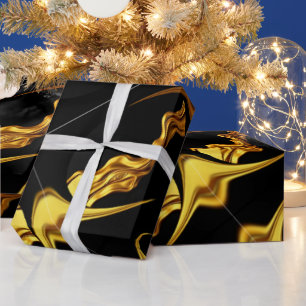 Papier Cadeau Élégance Unisexe : Artiste Noir & Or à Haut Contra