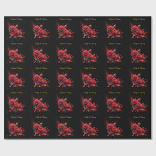 Papier Cadeau Elégant 30e anniversaire - Roses en fleurs