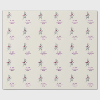Papier cadeau élégant à motif botanique d'oiseau