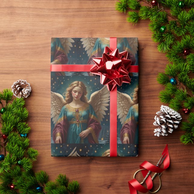 Papier Cadeau Élégant Ange de Noël Vintage (Cadeau de vacances)