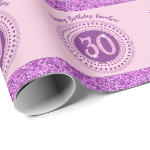 Papier Cadeau Elégant Anniversaire 30 ans Paillettes Roses avec 