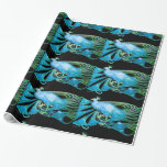 PAPIER CADEAU ÉLÉGANT AQUA BLEU TURQUOISE PEACOCK ET PIERRES GEM<br><div class="desc">Elégant,  classe turquoise,  turquoise Art Nouveau bijou paon Graphique numérique par Bulgan Lumini (c)</div>