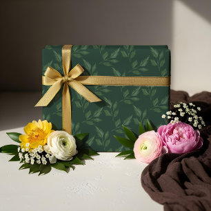 Papier Cadeau Elégant Aquarelle Botanique Jardin Motif feuille