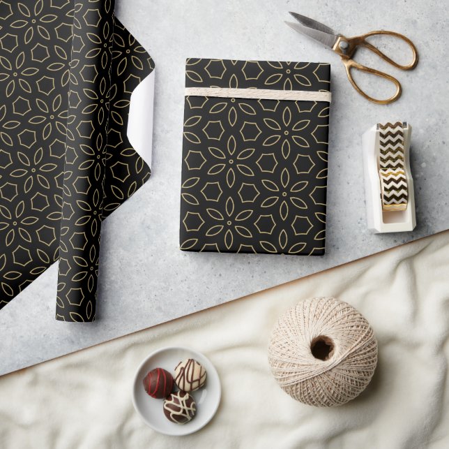 Papier Cadeau Élégant Arabe Arabe Noir Et Or (Artisanat)