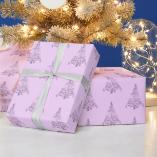 Papier Cadeau Élégant arbre de Noël Motif rose