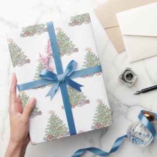 Papier Cadeau Élégant arbre vert vintage Joyeux Noël