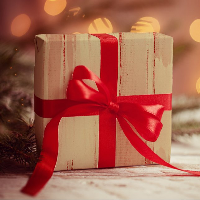 Papier Cadeau Elégant Artsy Golden Brushstrokies Dark Red & Gold (Créateur téléchargé)