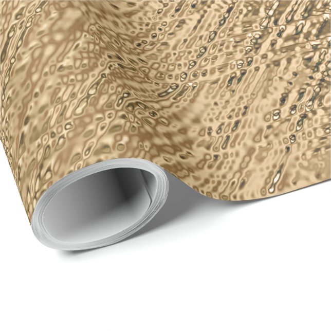 Papier Cadeau Élégant aspect métallisé or texturé brut (Coin rond)