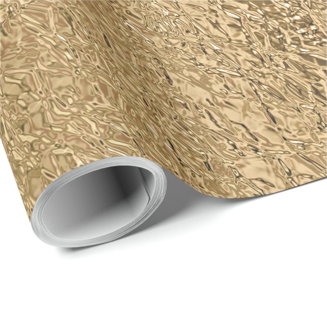 Papier Cadeau Élégant aspect texturé or métallisé  (Coin rond)