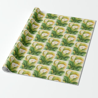 Papier Cadeau Elégant Blanc Floral Cala Lily Fleurs