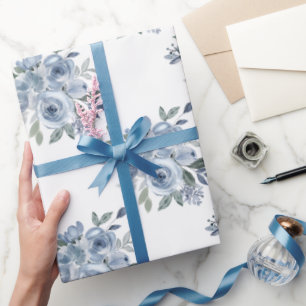 Papier Cadeau Elégant bleu bleu bleu floral