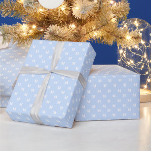 Papier Cadeau Élégant bleu clair blanc personnalisé motif mon