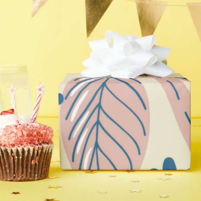 Papier cadeau élégant bleu et blush Nature (Fête d'anniversaire)