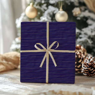 Papier Cadeau Elégant Bleu & Faux Gold Foil Motif Noël