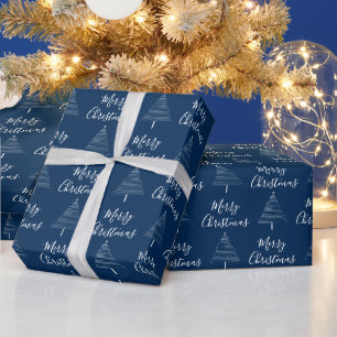 Papier Cadeau Elégant bleu marine Noël Arbre Joyeux Noël