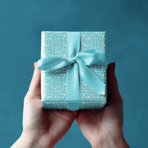 Papier Cadeau Elégant bleu Pois blancs de taille aléatoire