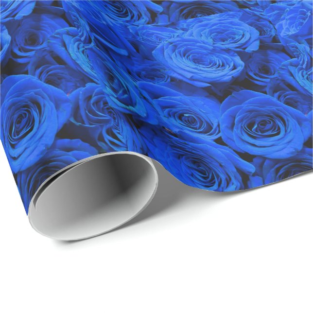 Papier Cadeau Elégant bleu rose bleu fleurs bleu bleu bleu flora (Coin rond)