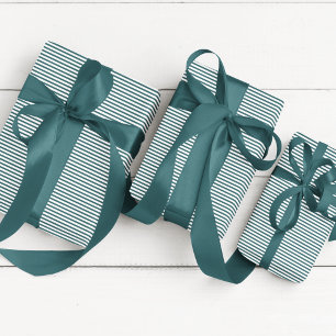 Papier Cadeau Elégant bleu Turquoise et blanc mince rayé