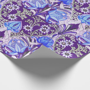 Papier Cadeau Elégant bleu victorien Vintage violet Fleurs