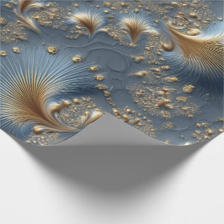 Papier Cadeau Elegant Blue and Gold Abstract Luxury Wrapping Pap